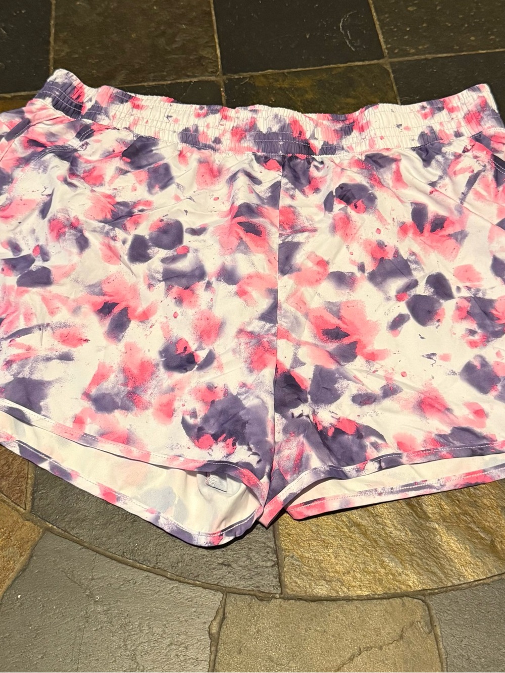 Athletic Works Pink & Purple Tie-Dye Athletic Shorts